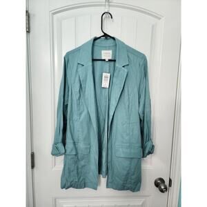 NEW! Torrid Linen Relaxed Fit Teal Blazer, NWT, Plus Size 1